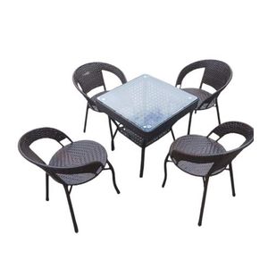 4-seater outdoor dining set with weather-resistant table and four ergonomic chairs