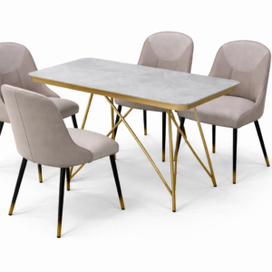 Modern 4 Seater Dining Table with Upholstered Chairs