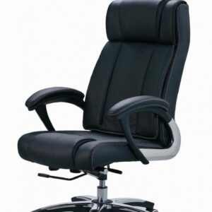 Executive leather office chair with high-back, adjustable height, and swivel base