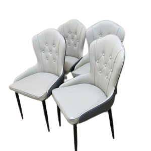 Set of stylish dining chairs with cushioned seats and durable frame