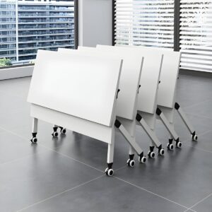 1.2 m movable foldable conference table with wheels, foldable design, and scratch-resistant surface