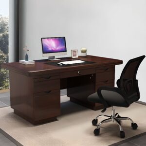 1.4m executive office desk with spacious wooden tabletop and built-in drawers for modern office workspace