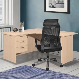 140 cm curved office table with ergonomic design and ample workspace