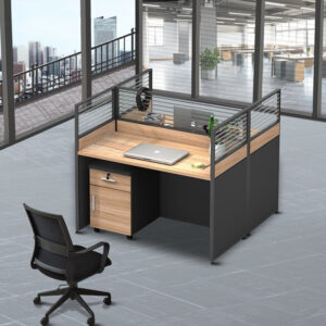 2 seater brown office workstation desk