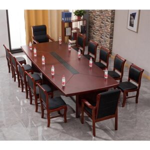 2.4m oval boardroom table with solid wood or engineered wood construction, polished finish, and reinforced legs for executive offices and corporate boardrooms.