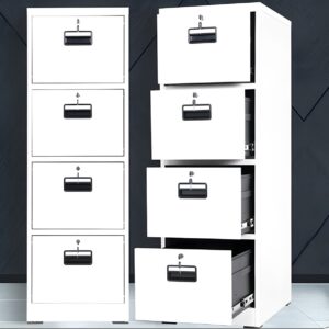 4-drawer steel file cabinet with lockable drawers for office document storage