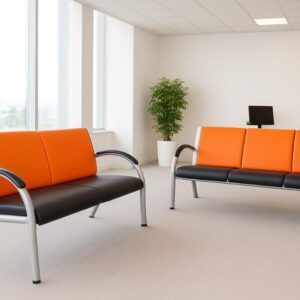 5-seater waiting bench with durable metal frame for office or reception areas