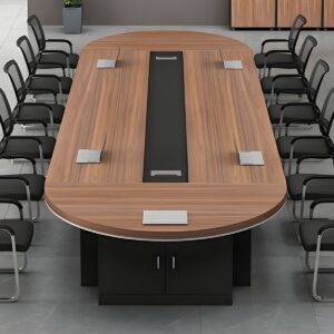 6.0 m long conference table in modern design with cable management and sturdy support