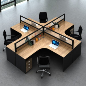 curved 4 seater office workstation desk