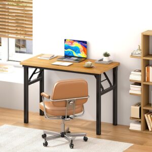 Foldable 1.2m wooden office table with sturdy frame and space-saving design.