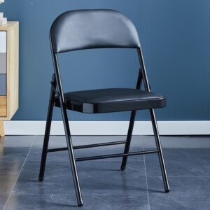 Foldable portable chair with lightweight steel frame and durable fabric seat, perfect for camping, outdoor events, and extra seating.