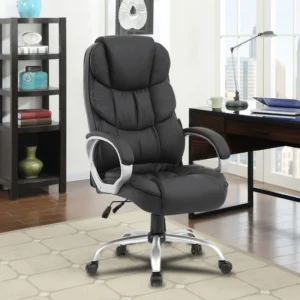 high back executive office chair with ergonomic backrest, padded leather seat and adjustable swivel base for office comfort