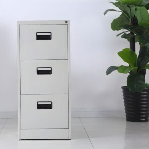 lockable 3-drawer office cabinet with sturdy frame and secure storage for files, documents, and office supplies