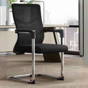 Medium-back office waiting chair with padded seat and sturdy metal frame