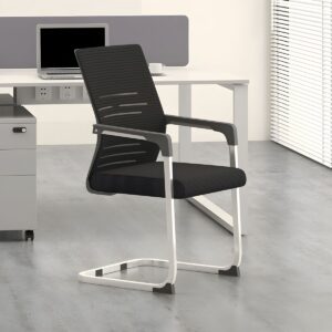 Mesh boardroom waiting chair with ergonomic back and cushioned seat for office reception or conference rooms.