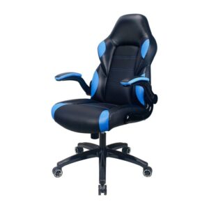 Ergonomic black gaming chair with adjustable lumbar support and reclining feature, perfect for home office or gaming setup.