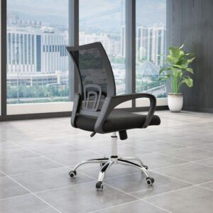 Secretarial low back swivel office chair with padded seat and lumbar support
