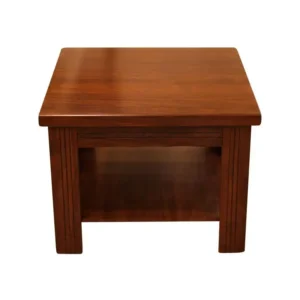 Square mahogany coffee table with solid wood construction, polished surface, and reinforced legs for living rooms, offices, and reception areas.