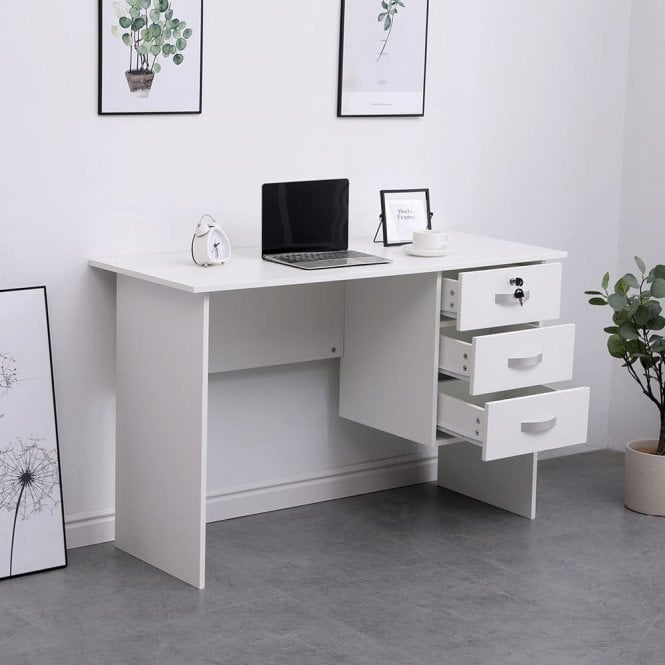 1.2m office desk in white with smooth surface and minimalist design