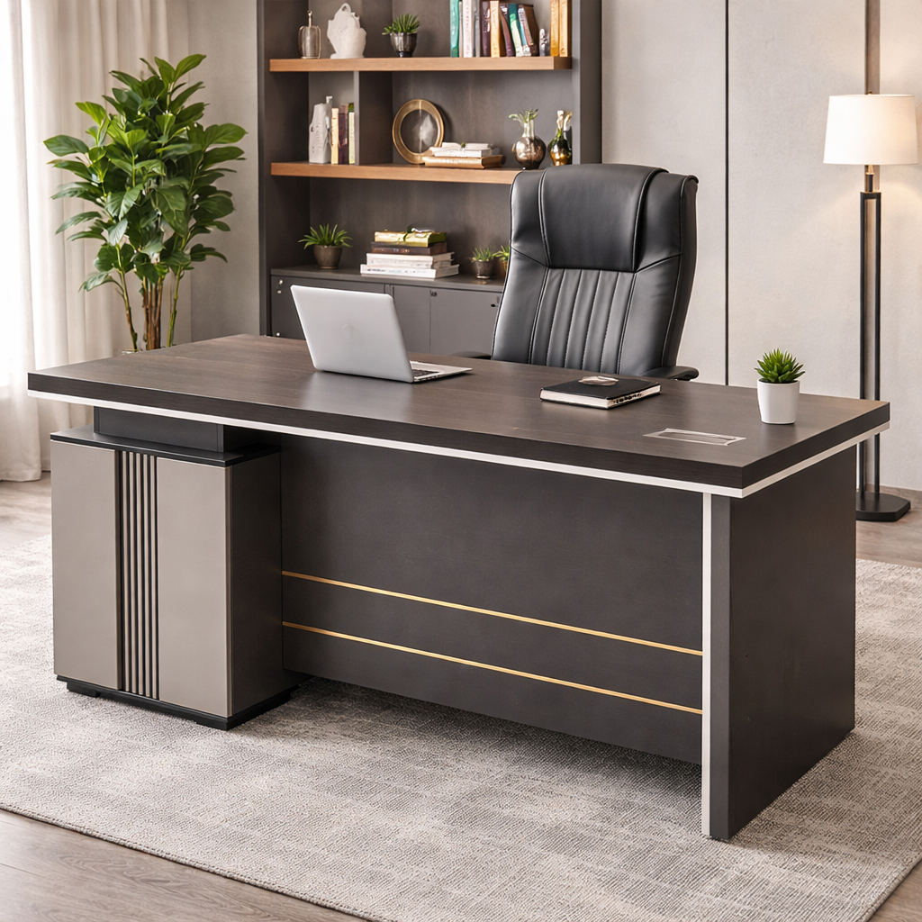 1.4m modern office desk with spacious tabletop and sturdy frame in a professional workspace setup