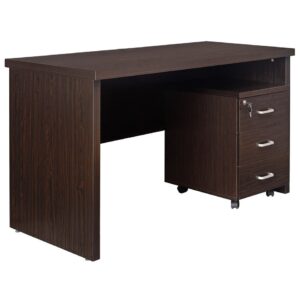 1.4m straight desk with built-in drawers and durable wooden surface for home or office workspace.
