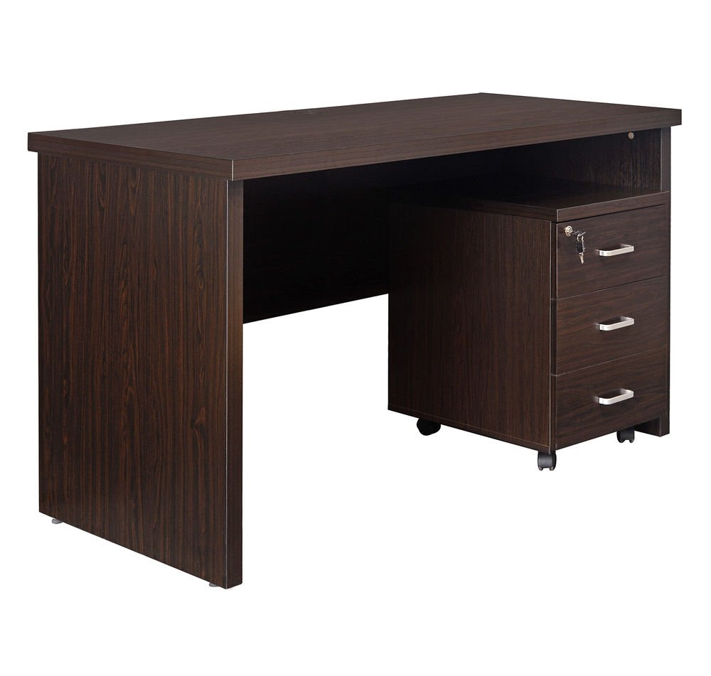 1.4m straight desk with built-in drawers and durable wooden surface for home or office workspace.