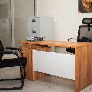1400mm executive office desk with drawers and modern wooden finish for professional workspaces