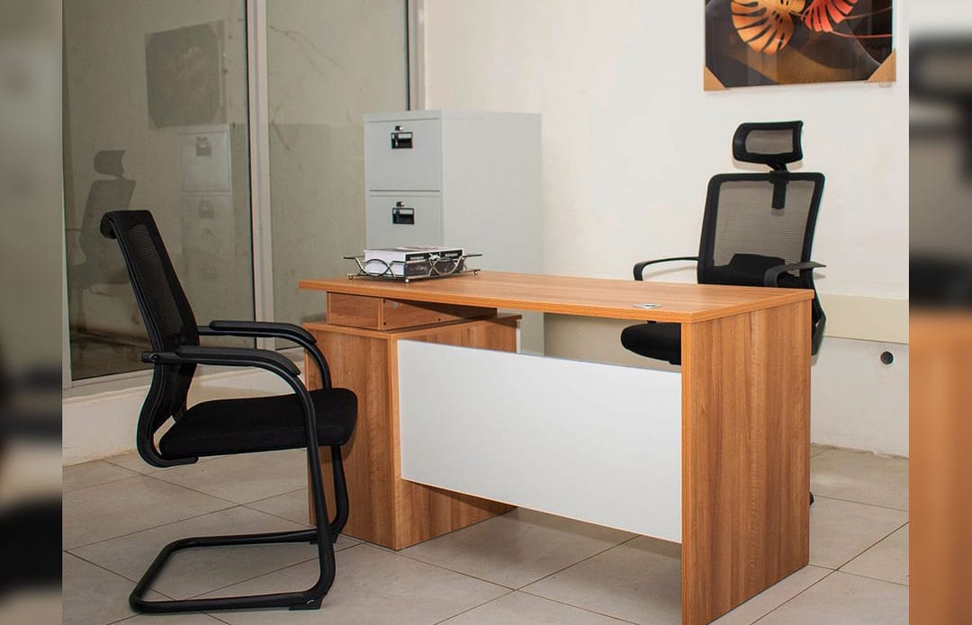 1400mm executive office desk with drawers and modern wooden finish for professional workspaces