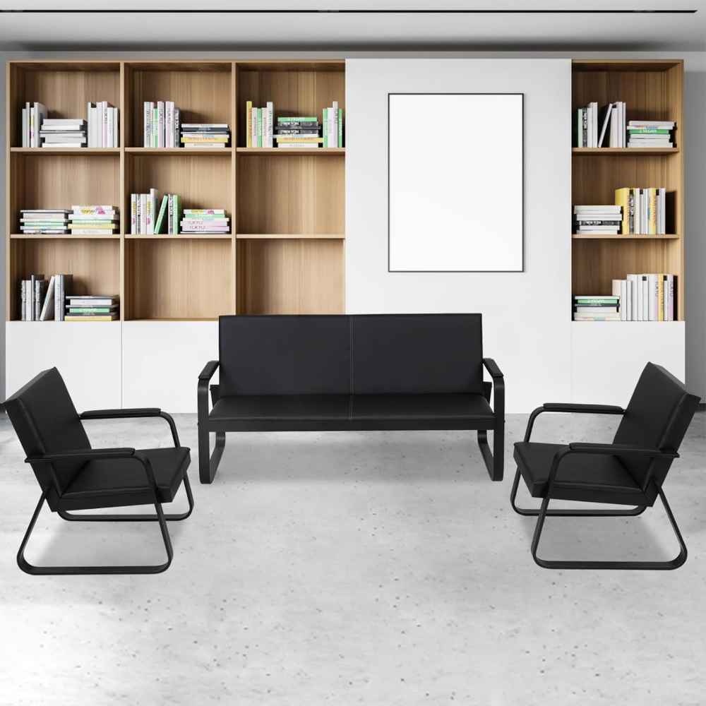 Brown 5-seater office reception seats - Image 2