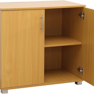Beech executive office cupboard with multiple shelves and lockable doors for office storage.