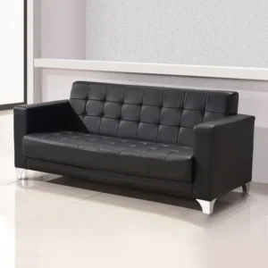 Black 3-Seater Office Sofa with cushioned seating and armrests for office reception areas.