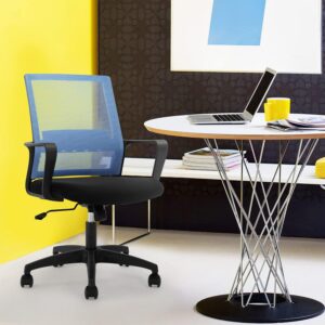 Captain mesh office chair in blue with ergonomic backrest and adjustable height
