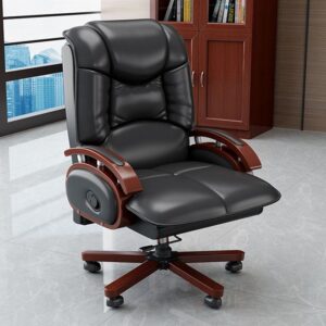 Directors Reclining Leather Office Chair with high back, padded seat, and adjustable reclining mechanism for executive comfort.