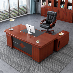 Executive 1.8m office table with laminate finish and sturdy legs, suitable for professional workspaces.