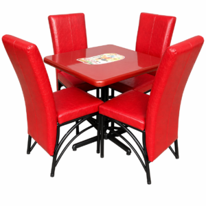 Executive 4-seater restaurant dining set with high-back cushioned chairs