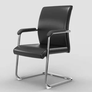Executive office visitor chair with padded seat and metal frame