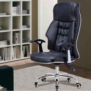 Executive reclining office seat with high backrest and cushioned support