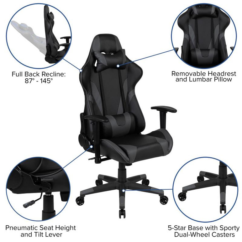 Grey Reclining Gaming Chair - Image 2