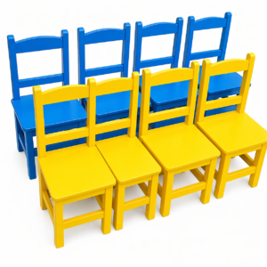 colorful kindergarten wooden chair with smooth edges and sturdy design