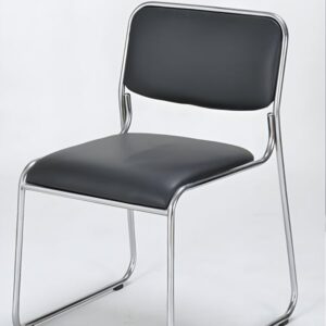 Low back chrome visitor chair with cushioned seat and chrome cantilever frame.