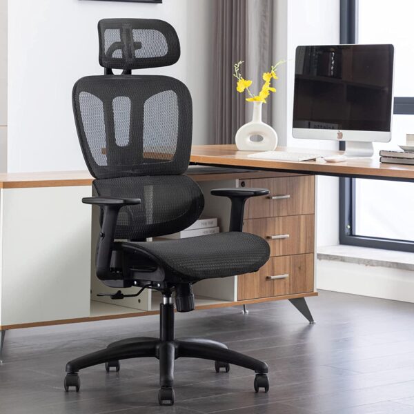 Ergonomic mesh back office chair with breathable backrest, adjustable height, and swivel wheels for modern workspaces