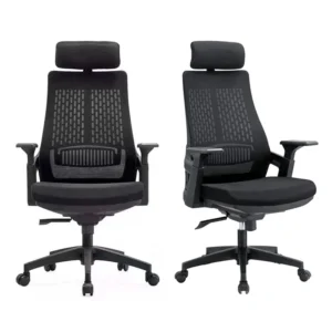 Ergonomic mesh high back office chair with breathable backrest and adjustable swivel base for comfortable office seating