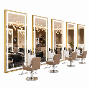 Modern rectangular salon LED mirrors with bright illumination