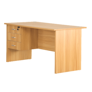 Office work desk in beech finish with spacious tabletop, sturdy frame, and modern design suitable for offices and home workspaces