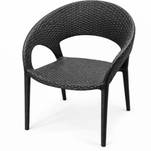 Outdoor wicker rattan patio chair with ergonomic backrest and weather-resistant frame