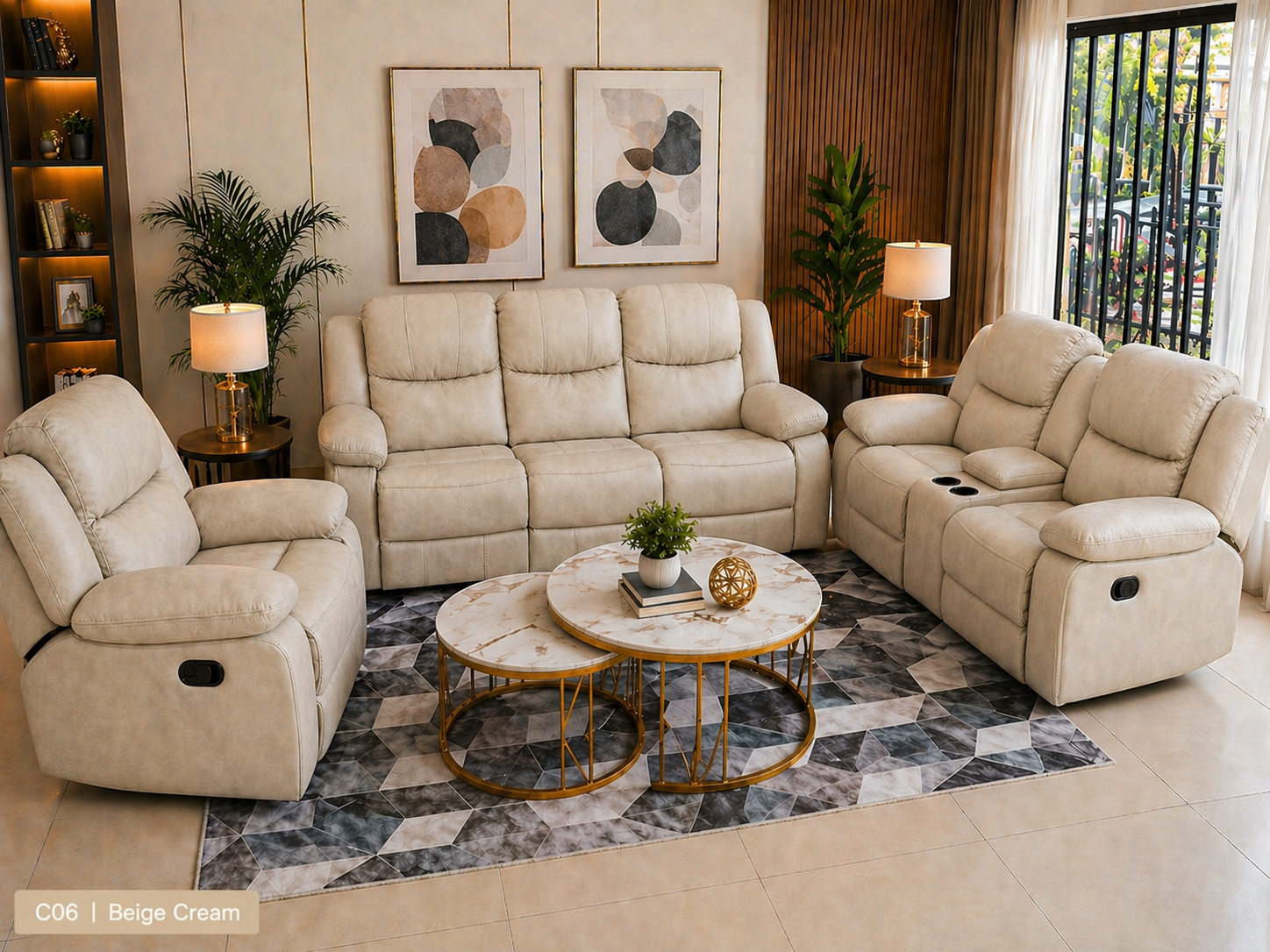 Beige Modern reclining sofas - Image 2
