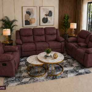 Executive Recliner Sofa in Burgundy with reclining seats and padded armrests
