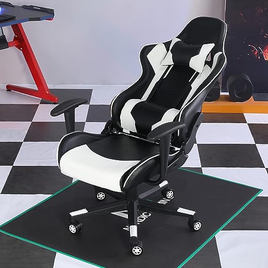 Modern white ergonomic gaming chair with high back support, adjustable height, and swivel wheels for gaming or office use