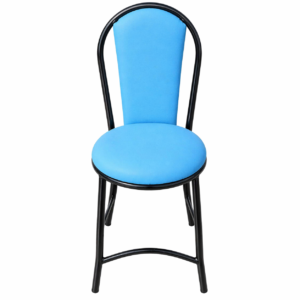 Blue upholstered school conference chair with metal frame