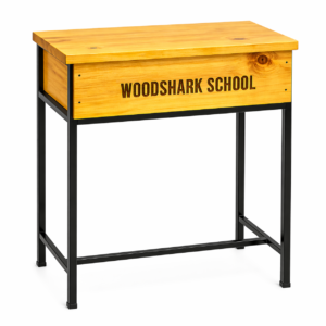 Wooden locker with metal frame